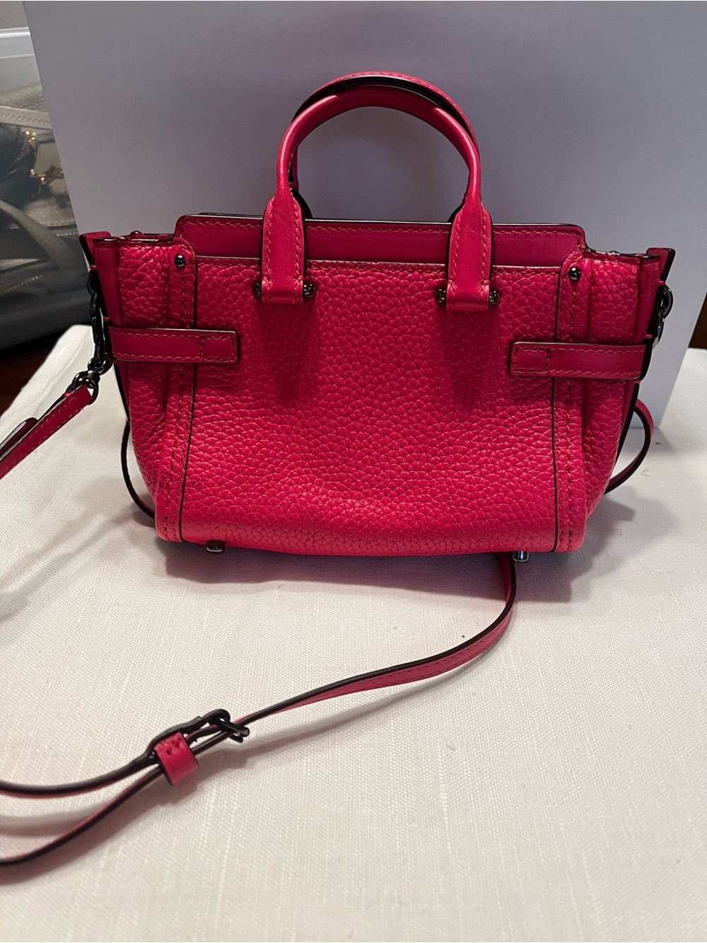Coach Pebbled Leather Satchel in Hot Pink - Picture 3 of 10